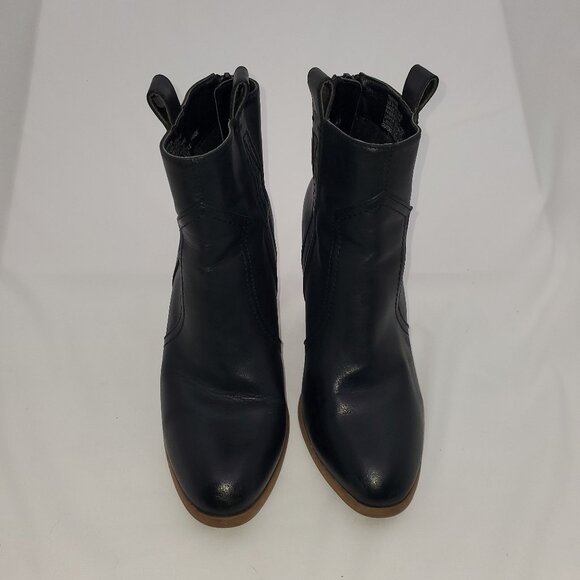 Tarynn Black Faux Leather Wedge Ankle Booties Boots | 9 - Picture 3 of 10